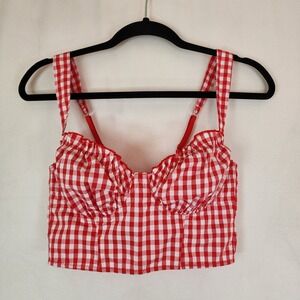 Colsie Red Gingham Cotton Day Bra Top Small Farmer Cowgirl Cottage